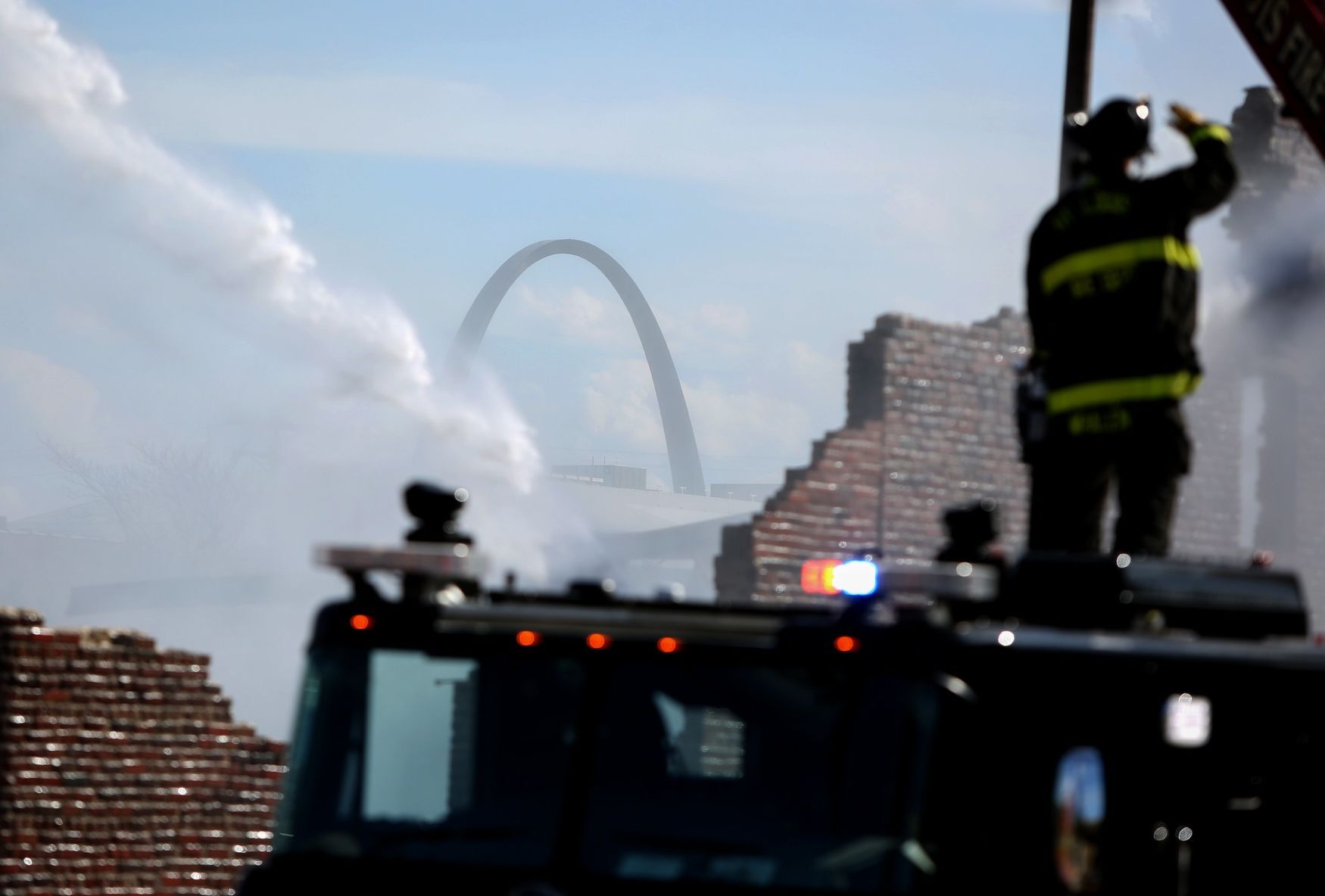 Three-alarm warehouse fire at North 13th Street and Howard Street in St. Louis